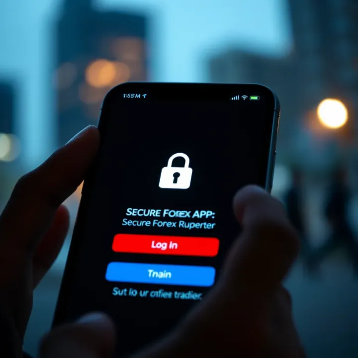 Secure login interface of a forex trading application emphasizing data protection and user security