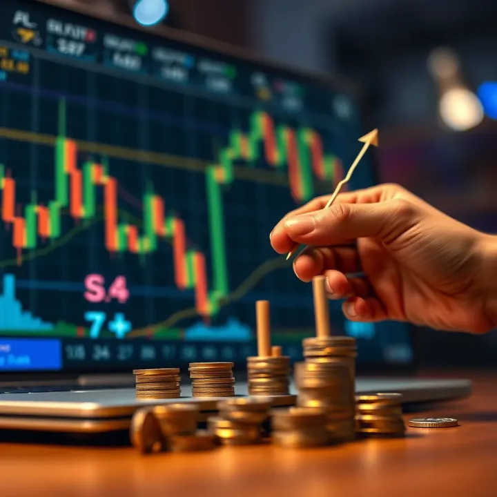 Visual representation of managing risk and growing investments in forex trading using small deposit strategies