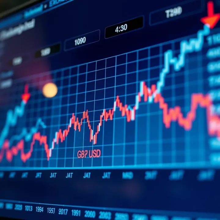GBP/USD Exchange Rate Trend Over Time Graph showing GBP to USD exchange rate fluctuations over several months