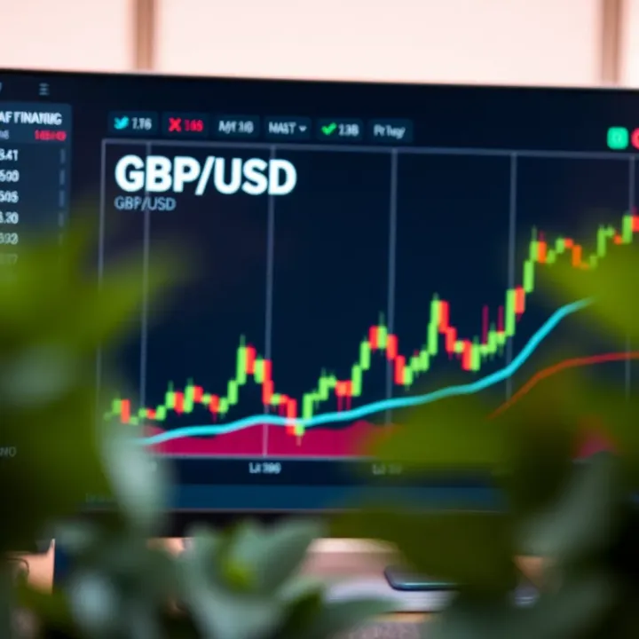 Graph showing GBP/USD currency pair fluctuations with economic indicators highlighted