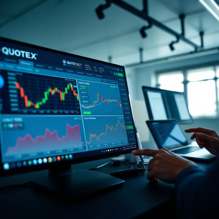 Navigating the Quotex Trading Dashboard Dashboard view of Quotex trading platform with graphs, account balances, and trading options visible