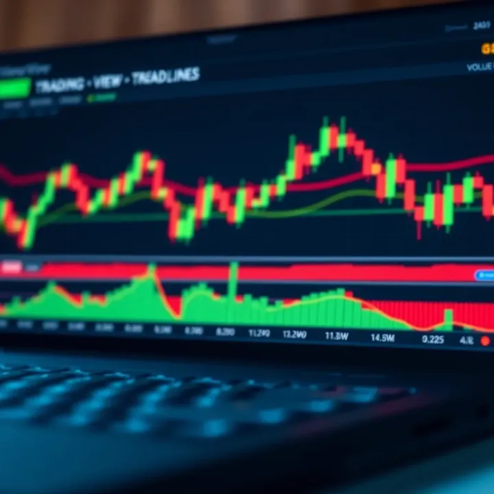 Customizing TradingView Charts with Trend Lines and Volume Analysis Customized TradingView chart displaying trend lines and volume analysis tools