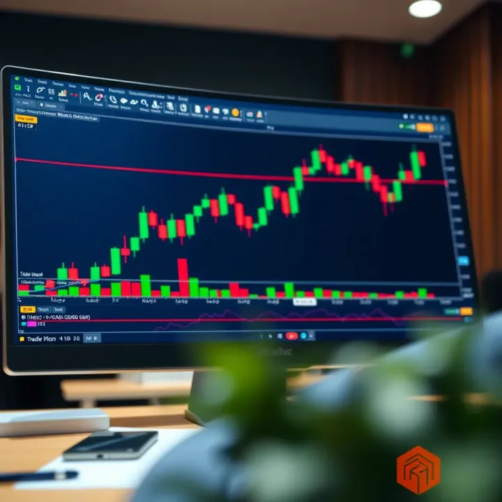 TradingView chart displaying multiple technical indicators and binary options signals on a candlestick graph