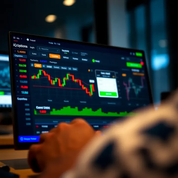 Dashboard displaying trading features and tools after successful login on IQ Options