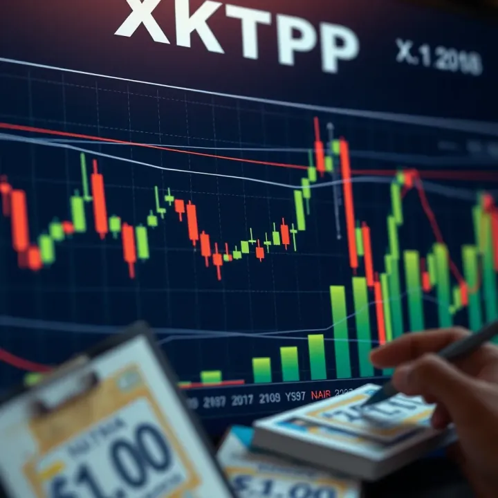 Graph showing XRP price fluctuations with Nigerian Naira symbols and financial icons