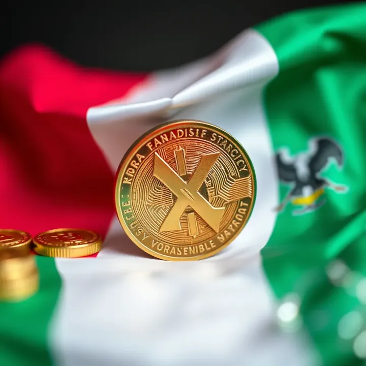 Ripple's XRP in Nigeria's Expanding Cryptocurrency Market Conceptual illustration of digital currency surrounded by Nigerian flag elements symbolizing local crypto market influence