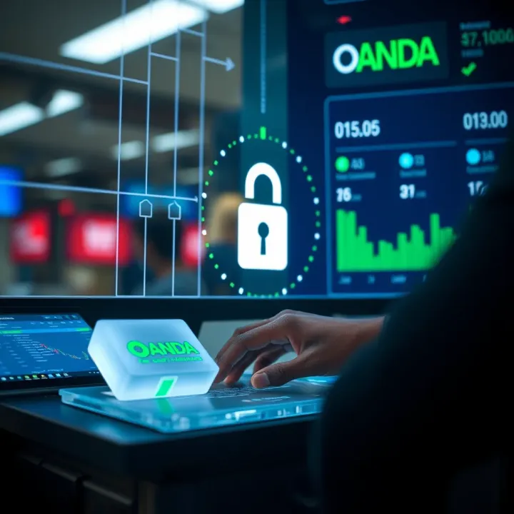 Secure digital transaction interface showcasing OANDA's regulatory compliance for Nigerian users