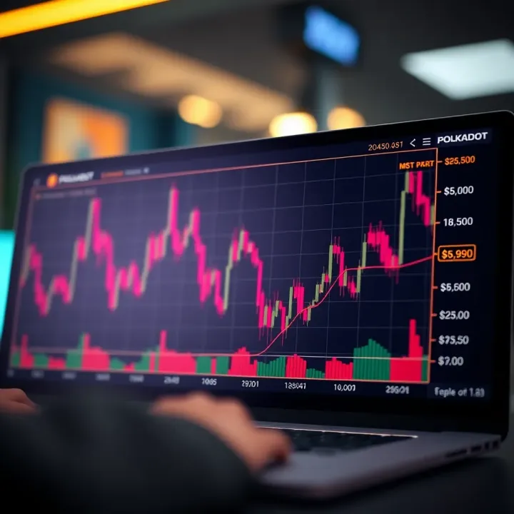 Chart showing Polkadot's price movement with expert predictions and market analysis