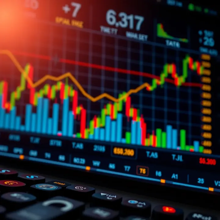 Abstract representation of forex trading strategies with charts and currency symbols