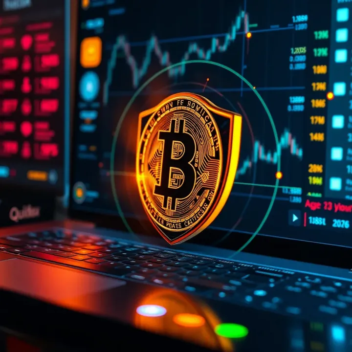 Digital shield symbolizing online security and protection in cryptocurrency trading