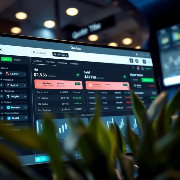 Overview of Quotex Platform Features for Nigerian Traders Dashboard displaying trading options and account features available after logging into Quotex