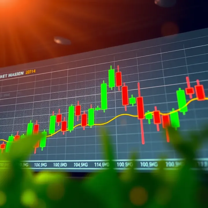Solana Price Trends and Market Fluctuations Graph showing Solana price trends with green and red candlesticks representing market fluctuations