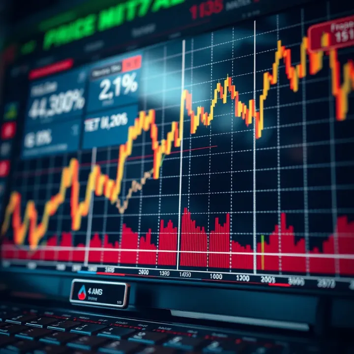 Graph showing price fluctuations and volatility of synthetic indices in a financial market
