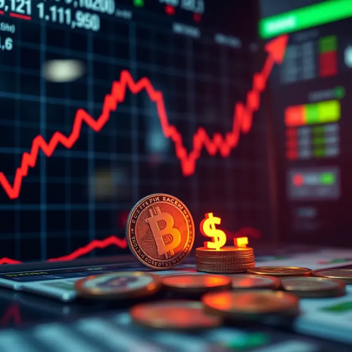 Graph showing upward trend in forex trading with Nigerian naira symbol and digital currency icons