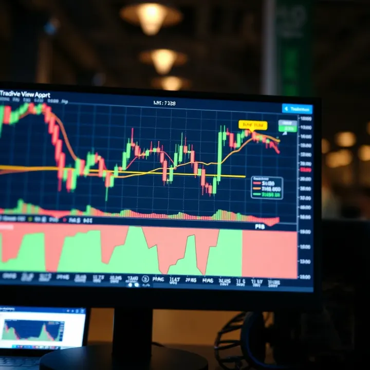 Interactive market chart showing candlestick patterns and technical indicators on TradingView platform