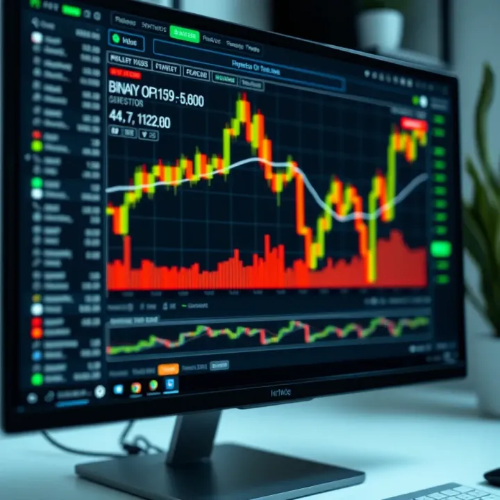 Digital chart showing financial options and trading indicators on a computer screen