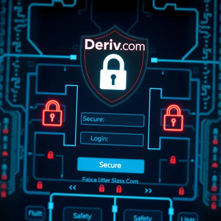 Secure login interface with encryption indicators representing safety measures on Deriv.com