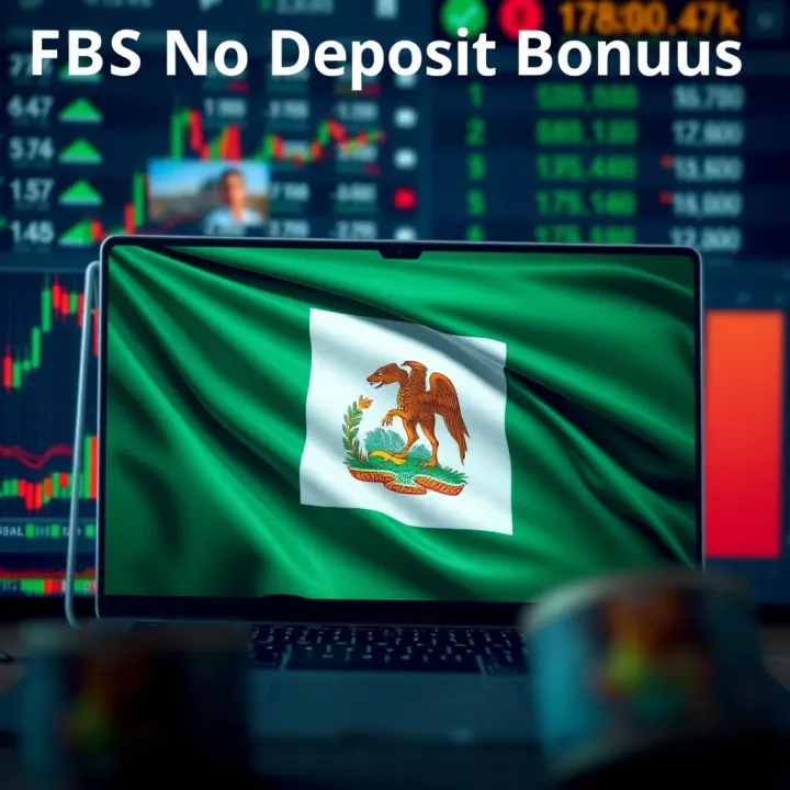 Illustration of Nigerian flag with trading charts and currency symbols representing online trading opportunities