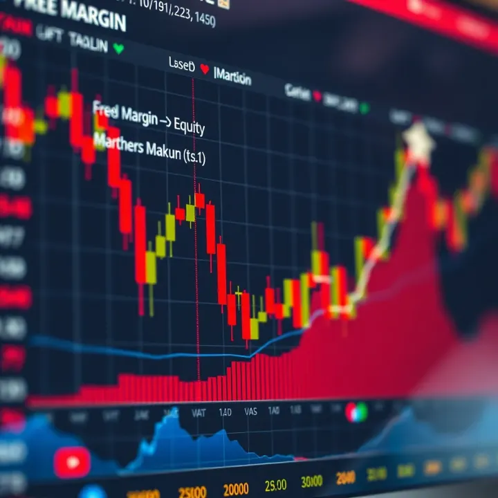 Graph illustrating free margin calculation alongside used margin and equity in forex trading
