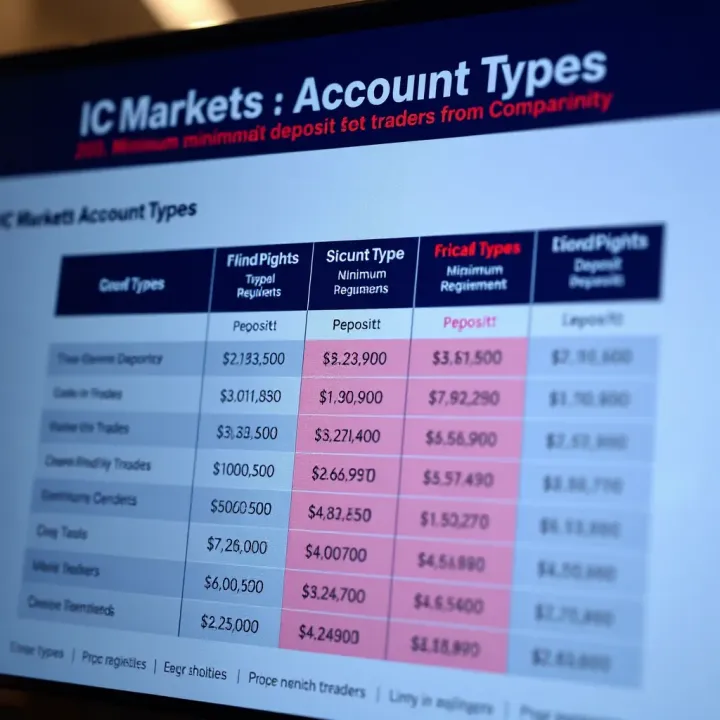 Comparison chart of IC Markets account types highlighting minimum deposit requirements for Nigerian traders
