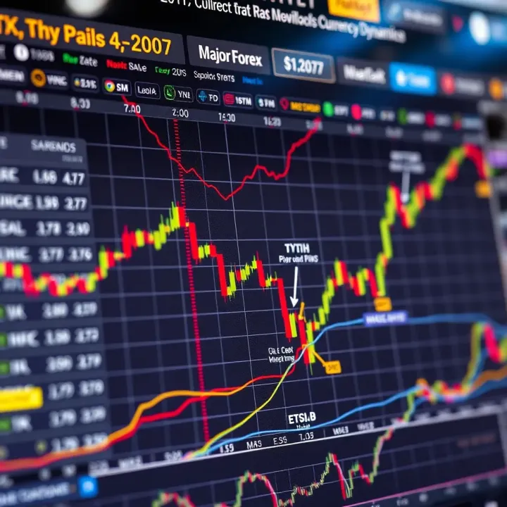 Chart illustrating various currency pairs with symbols and exchange rate trends
