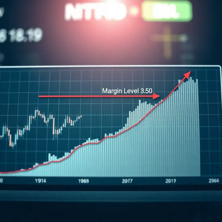 Graph showing the calculation of margin level and its impact on forex trading positions