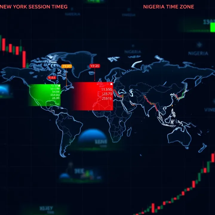 New York Forex Session Timing and Nigerian Time Zone Correlation World map highlighting the New York forex trading session hours with emphasis on Nigerian time zone