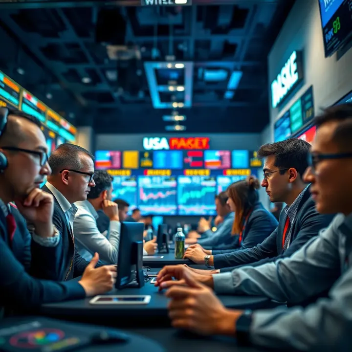 Illustration of diverse traders engaging in global and local market contests