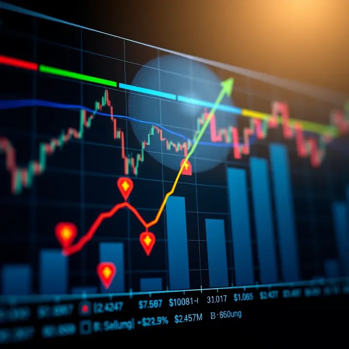 Graph showing competitive trading performance with upward trends and prize icons