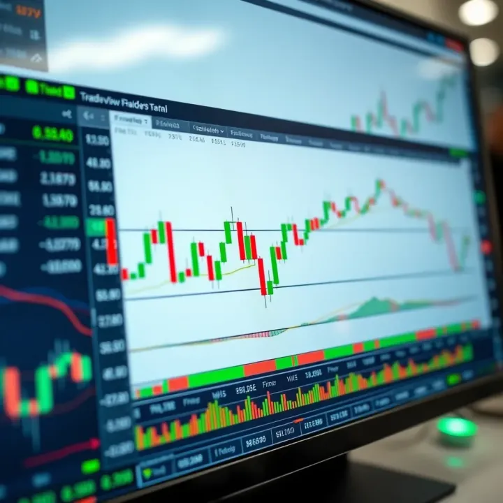 Interactive TradingView chart displaying candlestick patterns with various technical indicators for market analysis