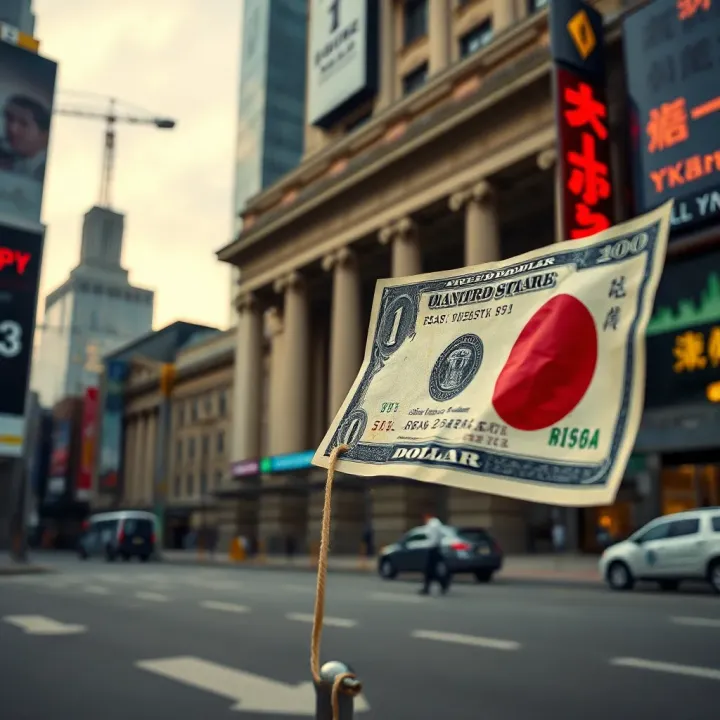 Illustration of central bank policies and market trends influencing the dollar-yen currency pair