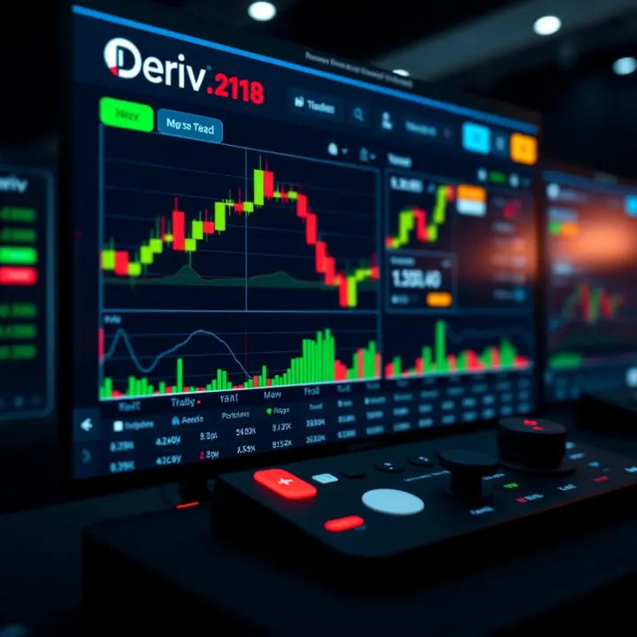 Deriv trading platform dashboard showing live market data and trade execution options