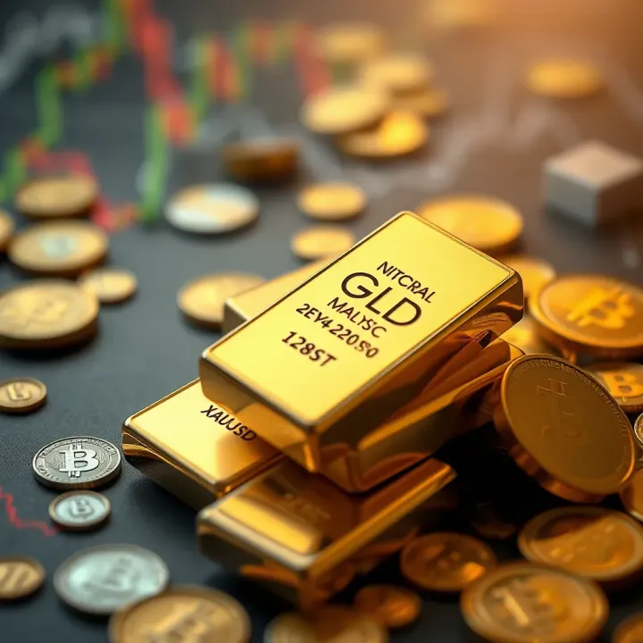 Geopolitical Factors Influencing Gold Market Dynamics Visual representation of geopolitical tensions impacting financial markets with gold bars and currency symbols